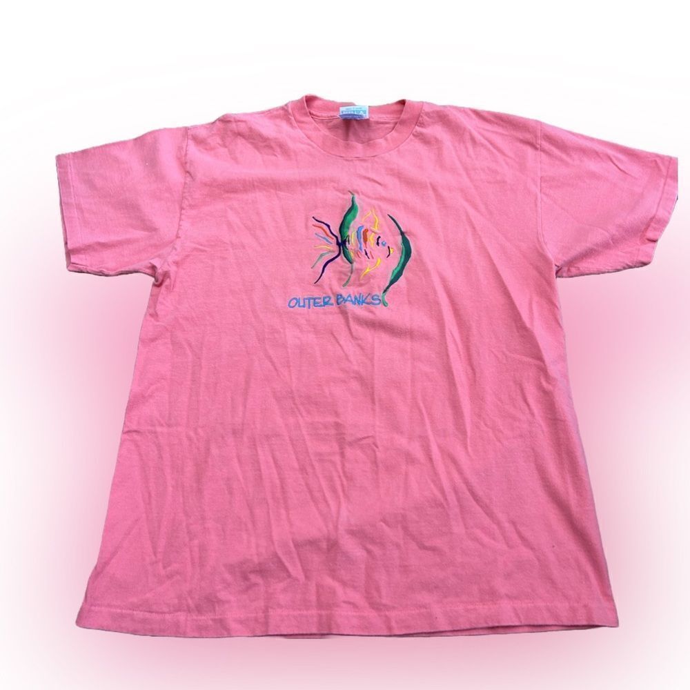 Vintage Single Stitch Outer Banks Embroidered Fish Tshirt